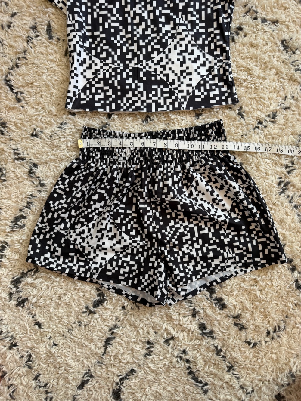 Black & White Pixel Print Co-ord Set Woman Size M